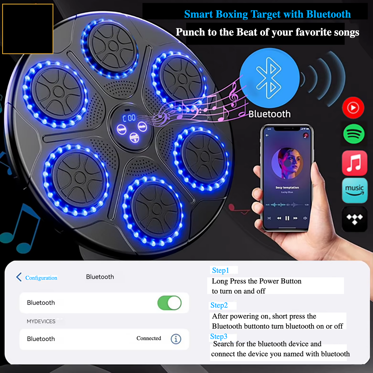 New Music Boxing Machine Smart Bluetooth Wall Mounted Music Boxing Trainer Gym Home Electronic Boxing Target Punching Equipment